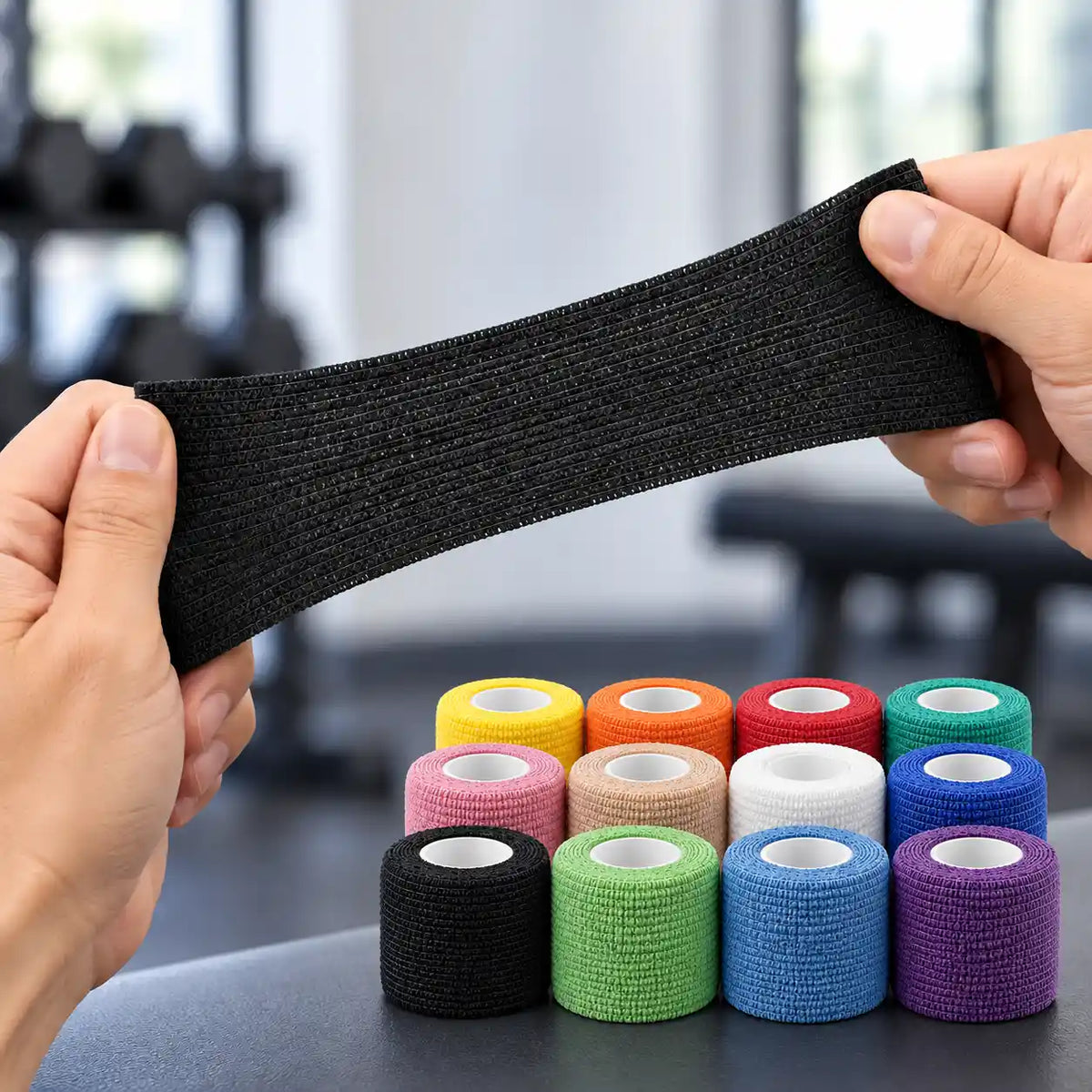 Bandage cohésif non tissé coloré de sport